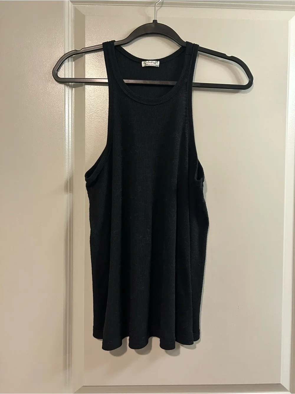 Free People Black Ribbed Scoop Neck Tank